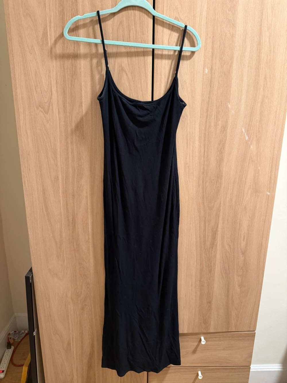 wild fable Black Maxi Slip Dress with Spaghetti Straps